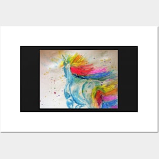 Unicorn Watercolor Painting Rainbow Magical Posters and Art